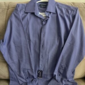 Nautica Men's Navy Checkered Dress Shirt